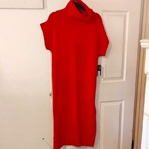 Worthington Woman's Goji Berry Scoop Neck Midi Dress With Side Slit, Size: XS